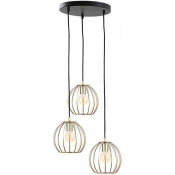 Elegant 30 cm Globe Cluster Lamp – Keter, Black & Gold, 3×E27
