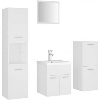 Placard Toilette Intérieur – Armoire d'Évier avec Lavabo, 3071351, Blanc, Aggloméré