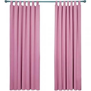 Deconovo Blickdichter Thermovorhang Schlaufen Gardinen Schlafzimmer, 280x140 cm, Rosa