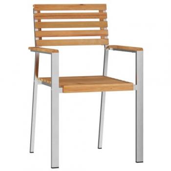 Ensemble de Chaises de Jardin Empilables, Teck Massif & Acier – Duo