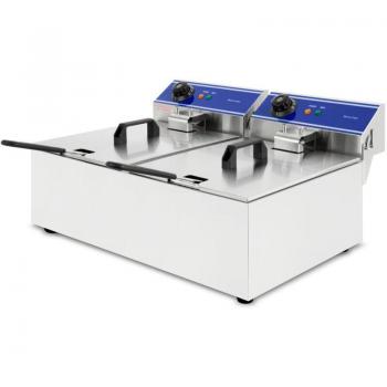 Friggitrice Elettrica 2×10 L con Tecnologia Zone-Free, 6000 W totale