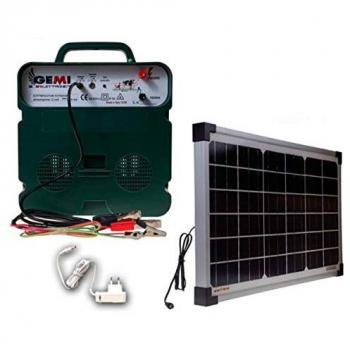 Clôture 5 km « Gemi Elettronica » : Double Source (Batterie 12 V / Réseau 220 V) + Panneau Solaire B/12