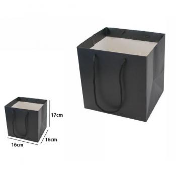 Buste Regalo Nere con Manici in Corda 16 x 16 x 17 Cm