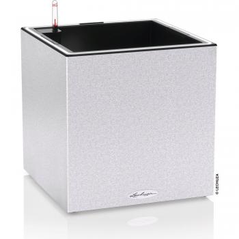 Lechuza Canto Stone 40 cm Low LED Planter in White Quartz