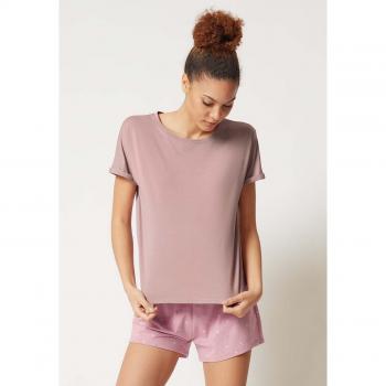 Skiny Damen Kurzarmshirt Pyjama-Oberteil Größe 44 in Rose Smoke
