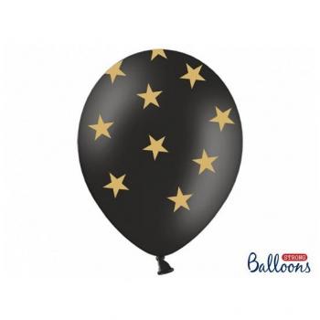 Partydeco 30cm Sterne Ballons, Pastell Schwarz (1 pkt / 6 Stück)