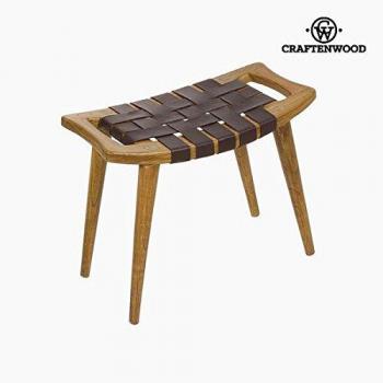 Panca in legno di mindi con pelle (60 x 35 x 45 cm)