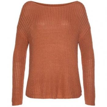 Modischer Grobstrickpullover Damen Rostorange Lascana Gr. 36/38