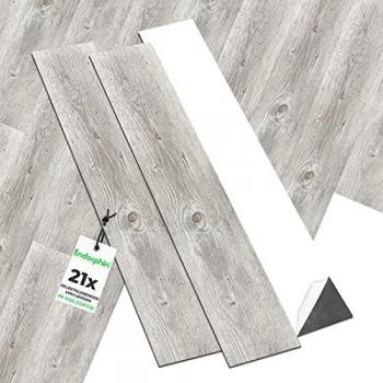 Endorphin Vinyl-Bodenfliese in Holz-Optik Beigegrau, selbstklebend, 2,93qm