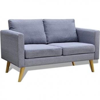 VidaXL Light Grey Fabric Sofa 2-Seater
