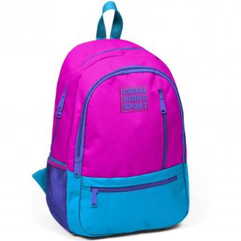 Pink & Blue Coral High‑End Sports Backpack, 3‑Compartment Design