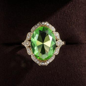 Gorgeous Green CZ Gold Finger Ring