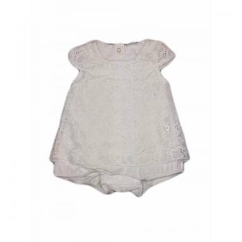 Ellepi 6M – Abitino Vestito Ricamato Pagliaccetto Bianco