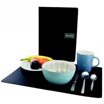 Set de table en cuir véritable noir