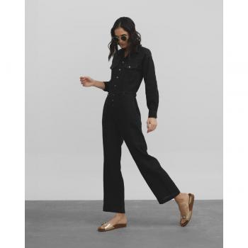 Mono de lino negro largo para mujer Silbon