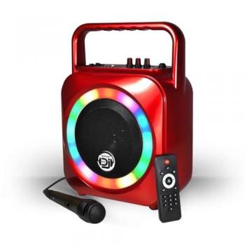 Enceinte karaoké autonome rouge 200W 8 LED avec USB/SD/BT, Micro et Télécommande FUZZY08