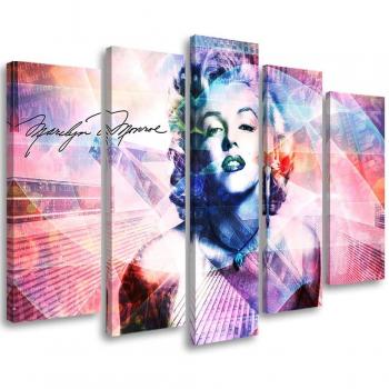 Five-Panel Marilyn Monroe Canvas Art – 100x70cm, Pink Colorway