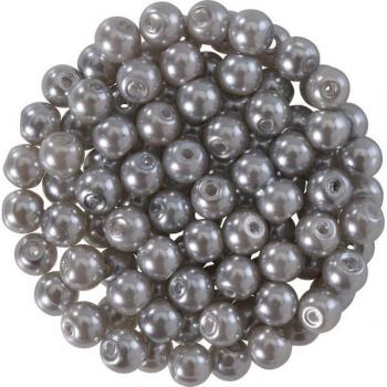 Donkergrijze Glasbastelperlen Ø 4 mm, 100 stuks