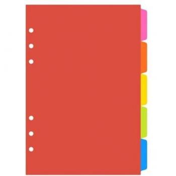 Panneau d'index mobile A5/A6, feuilles PP colorées, 6 trous