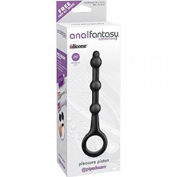 Pipedream Pleasure Piston – 18 cm Silikon-Analkugelstab, Schwarz, mit Sicherheitsschlaufe