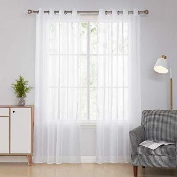 Deconovo 2er Set Osenvorhang Transparent Vorhang Voile Gardine Voile 229x140 cm White