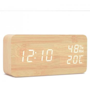 Holz Digitaler Multifunktionswecker mit LED-Anzeige für Wohnzimmer und Schlafzimmer #2