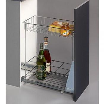 MENAGE CONFORT Botellero Bandejero Classic M300 Cromo con Guía Oculta CA, Extracción Parcial 25kg. SP16-19