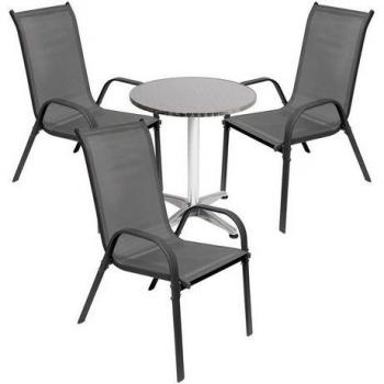 Mojawo Garten‑Bistro Set – 4‑teiliges Balkon‑Tisch-Set mit 3 Stapelstühlen (Ø60 × H70 cm)
