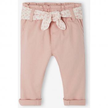 Pale Pink Paperbag Trousers for Babies with Belt 3M-60CM