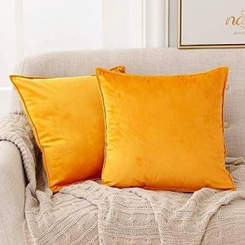 Federe in Velluto Arancione/ Giallo per Camera da Letto