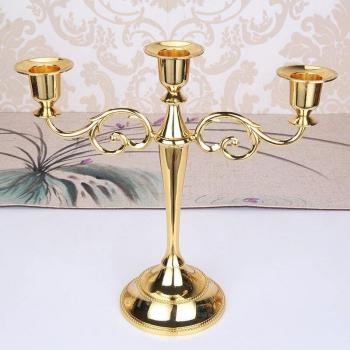 Retro Gold Plated Candelabra with 3 Arms for Hotel and Home Use