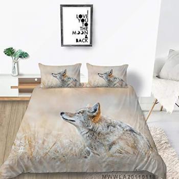 Comfortable Wolf Print Duvet Cover Set