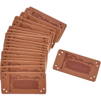 Lychee Life 20pcs Multi-Pattern Leather Tags for Garment Labeling
