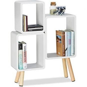 Relaxdays White Cuboid 3-Section Stand