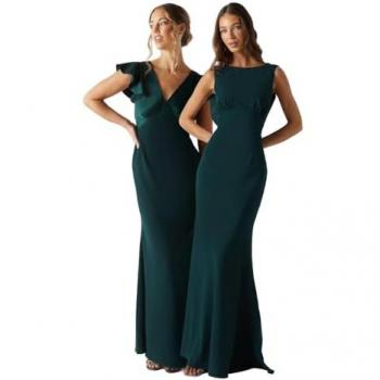 Emerald Cowl Back Fishtail Maxi Dress for Women