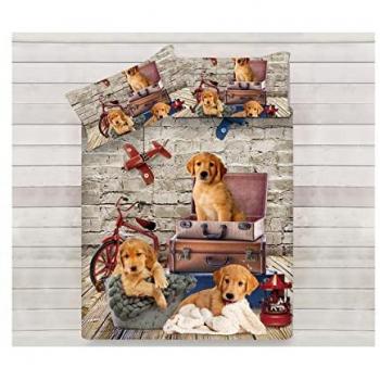 Parure Copripiumino Singolo 100% Cotone Sogni d'Oro con Federe Disegno Doggy
