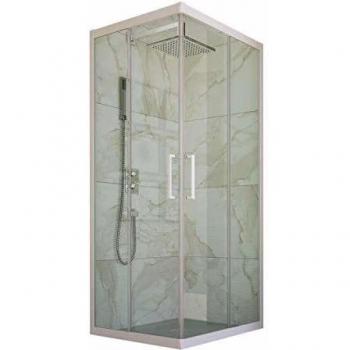 IDRALITE Duschkabine Eckform 200 H, 75×120 cm – weißes PVC, Klarglas