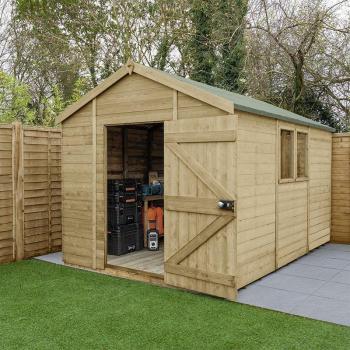 Forest Timberdale 12ft x 8ft Tongue & Groove Pressure Treated Apex Shed with 25-Year Guarantee (3.65m x 2.52m)