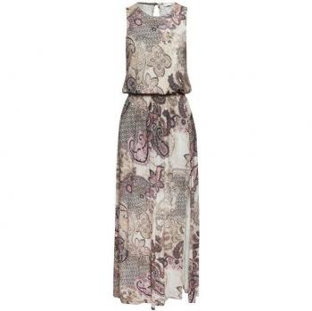 Damen-Maxikleid LASCANA – Viskose‑Jersey, Paisley‑Print, beige/flieder, Größe 36