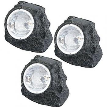 Faretti da giardino a energia solare con LED, pietra chiara autocaricanti, Set di 3 (negozio ETC-SHOP)