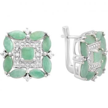 Aretes de plata con esmeralda 4.95 ct y piedras circonitas