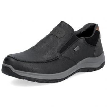 Slipper RIEKER Gr. 47, schwarz, Herren, Leder, Lederimitat, Schuhe, Schlupfschuh, Outdoorschuh, Halbschuh mit RiekerTEX