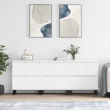 Collection de Buffets 3 Pcs Blanc en Bois d'Ingénierie