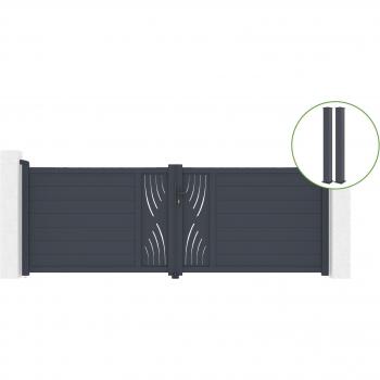 Puerta corredera 3,5 m con veleta de 120 cm, aluminio, dos postes Eifel 15×15 cm (h.166 cm) Casanoov