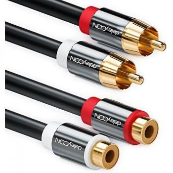 DeleyCON 1m RCA Cinch Verlängerungskabel vergoldete Stecker