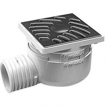 Siphonnette Nicoll 10x10 cm sortie verticale avec grille inox et adaptateur horizontal