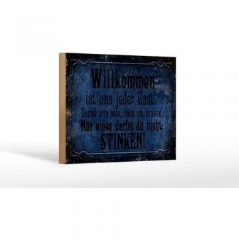 Herzlich Willkommen Holzschild 18x12 cm