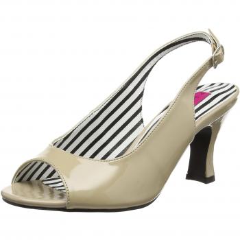 JENNA-02 Pleaser Pink Label Slingback Peep Toe Pumps creme Lack Spulenabsatz