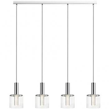 Contemporary 4 Cylinder Chrome and Glass LED Bar Pendant Ceiling Light