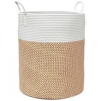 Vidaxl Brown and White Storage Basket Ø38x46 cm